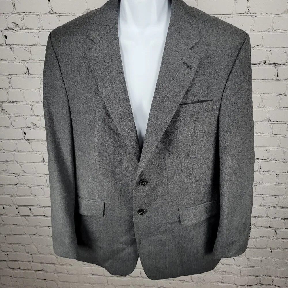 Lauren Ralph Lauren Grey Wool Cashmere 2 Button Notch Blazer Sport Coat Size 42R